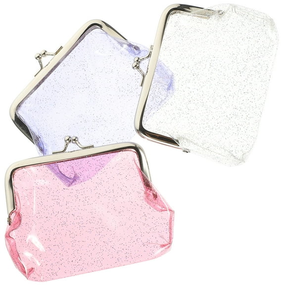 Raindrops 3pcs Clear Coin Purse Transparent Clasp Design Change Purse for Women Girl