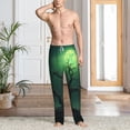 thumbnail image 3 of Cauagu Green Night Sky Moon Branches Mens Pajama Pants Sleep & Lounge Pants,PJ Bottoms with Pockets-Large, 3 of 7