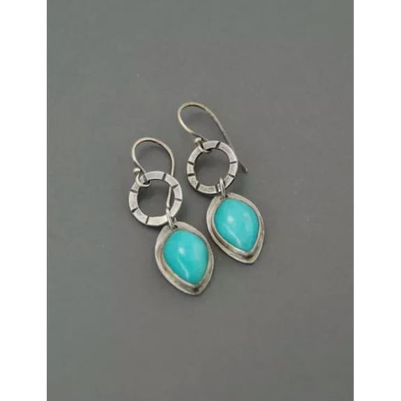 QQTDFG Vintage Ear Hook Women Earrings 925 Silver Turquoise Wedding Dangle Drop Jewelry-#5