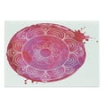 thumbnail image 1 of Yoga Cutting Board, Pink Watercolor Round with an Mandala Art Motif Paint Drop Like Illustration, Decorative Tempered Glass Cutting and Serving Board, Large Size, Magenta White Pink, by Ambesonne, 1 of 1