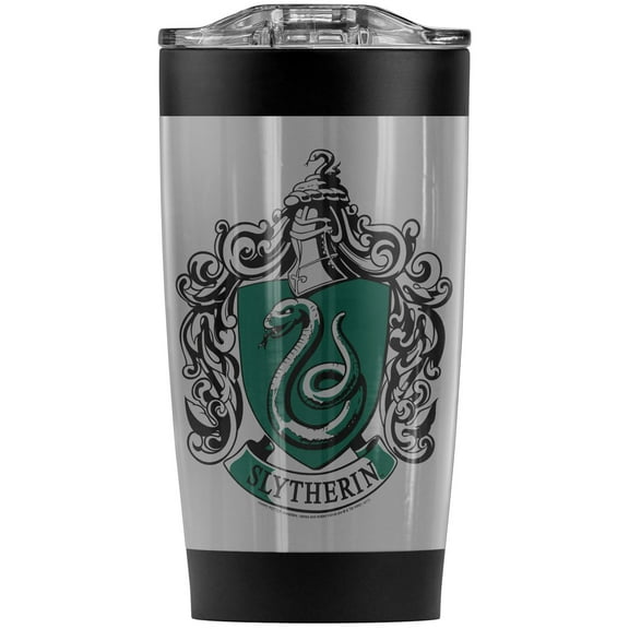 Harry Potter Slytherine Crest Stainless Steel Tumbler 20 oz Coffee Travel Mug/Cup, Vacuum Insulated & Double Wall with Leakproof Sliding Lid | Great for Hot Drinks and Cold Beverages