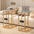 thumbnail image 2 of VECELO C Shaped End Table with Charging Station, Small Side Tables C Couch Table for Living Room, Bedroom, Sofa Table with USB Ports and Outlets for Small Spaces, Gold, 2 of 7