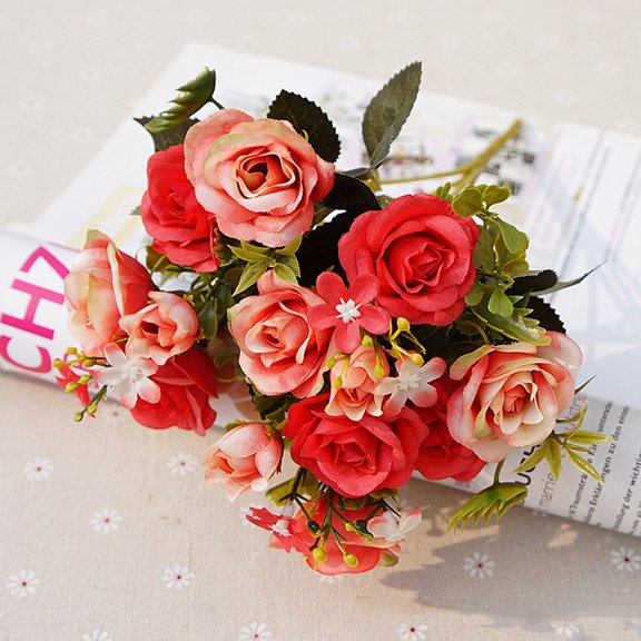 Walbest 1 Bouquet 10 Heads European Style Artificial Royal Rose Home Party Flower Arrangement Decor Flowers