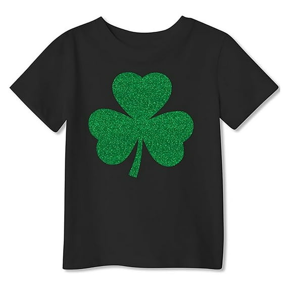 ibiyuan Shirts for Girls Girl Shirts St Patricks Day Heart Shamrock Casual Short Sleeve Green Crew Neck Irish Tees Paddy's Day Graphic Tees Tops,3-4 Years