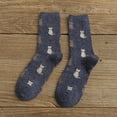 thumbnail image 2 of Arlun 1 Pair Thick Warm Cat Print Casual Socks for Women Cozy Homewear Fashion Warm Medium Tube Socks Fall Winter Comfort Mid-Calf Socks for Daily Wear Navy One Size, 2 of 3