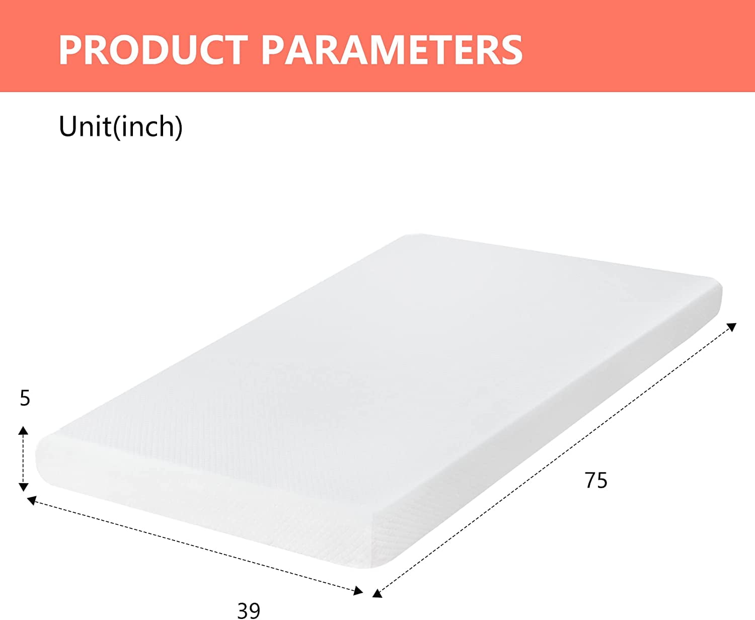 YRLLENSDAN 5 Inch Twin Mattress, Twin Memory Foam Mattress Twin Size Mattresses Gel Memory Foam Mattress Twin Mattress Firm Twin Foam Mattress