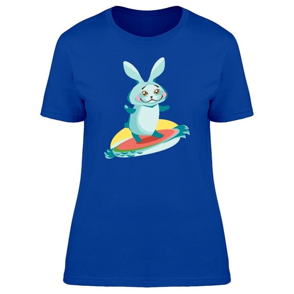 Cute Rabbit Surfing Cartoon T-Shirt Women -Image by Shutterstock, Female Large