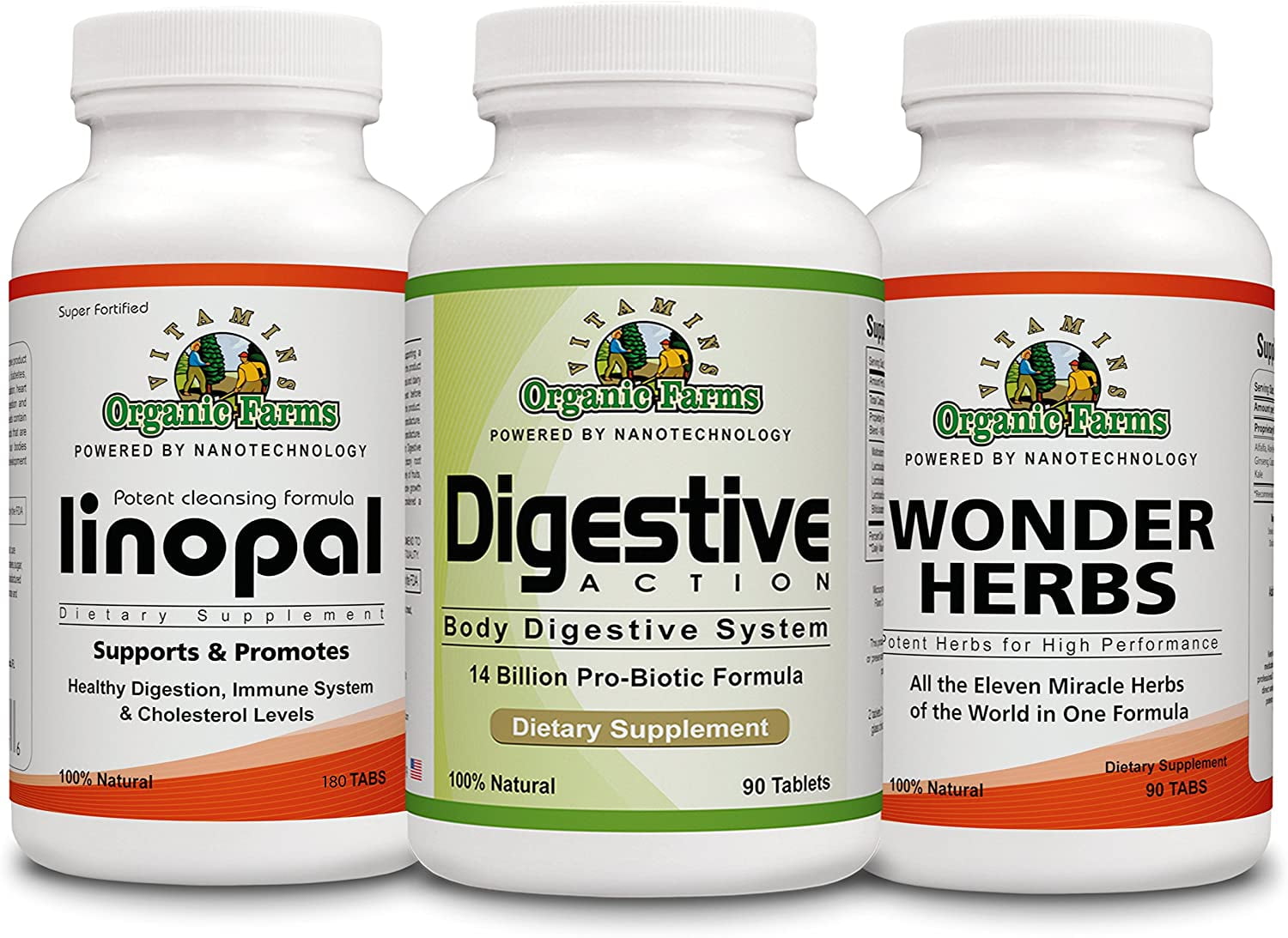 Candida Kit Linopal 180 Tablets + Wonder Herbs 90 Tablets + Digestive