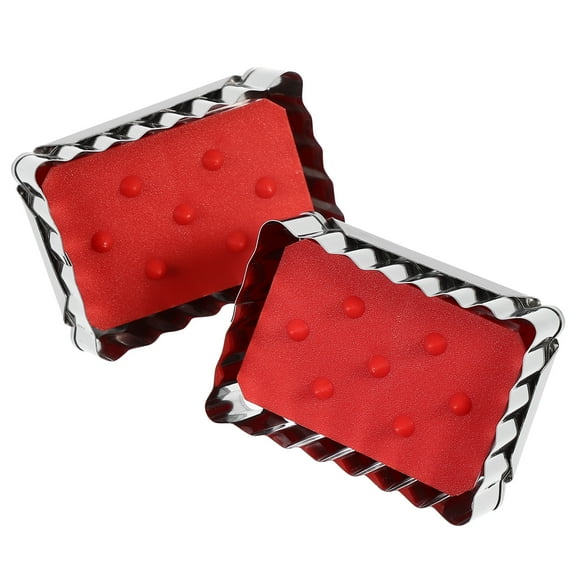 Hemoton 2-Pack Rectangular Cookie Cutters 2.3 Inch Shortbread Press Molds with Pusher, Stainless Steel Biscuit Baking Tools for Cookies, Bread, Cakes