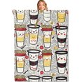 thumbnail image 1 of Bonita manta con forma de taza de fideos ramen, 152 x 203 cm, franela ultra suave, acogedora y ligera, mantas con caras sonrientes de la cocina japonesa, regalos para niños y amantes de la comida,, 1 of 6