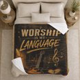 thumbnail image 5 of Worship Cross Guitar Pumpkins Bat Autumn Stage Rustic, Festive autumn celebration Scene, Warm Flannel Blanket for Living Room and Reading Nook, Art Lovers autumn celebration Gift, Festive Home Decor, 5 of 9