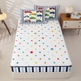 thumbnail image 4 of Manfei Police Car Zipper Twin Comforter Sets with Fitted Sheet and 2 Pillowcases,Striped Pattern Zipper Bedding Set,White,Polkadot Reversible,4pcs, 4 of 8
