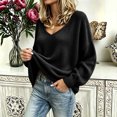 thumbnail image 5 of Wenini 2026 Women's V Neck Loose Long Sleeve Knit Pullover Sweater Fall Trendy Casual Sweater Top, 5 of 7