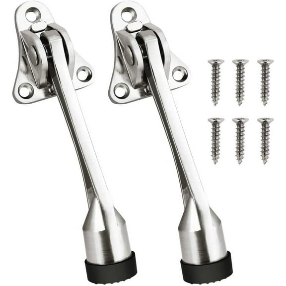 LYTIVAGEN 2 Pcs Kick Down Door Stop Holder Zinc Alloy Door Stay Rubber Flip Down Door Stop Keep the Door Stay Open for Garage Gate Office Home with Screw
