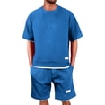 thumbnail image 2 of CIENVNSTG Men Short Sets Outfits 2 Piece Tracksuit Short Sleeve T-Shirts And Shorts Pants Casual Comfy Jogging Sweatpants Set Blue 5XL, 2 of 6