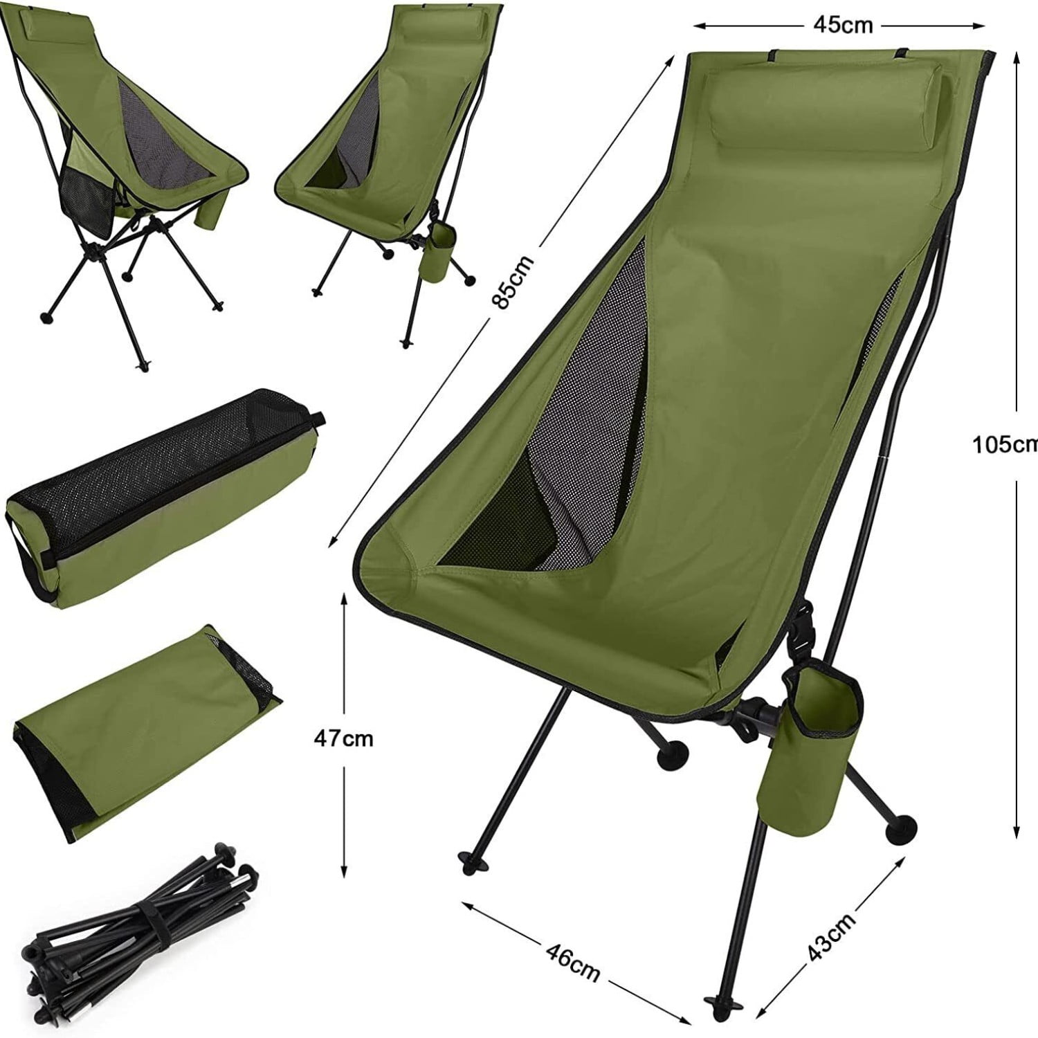 Camping Chair, Portable Folding Chair, Beach Chair with Side Camping Chair, Portable Folding Chair, Beach Chair with Side