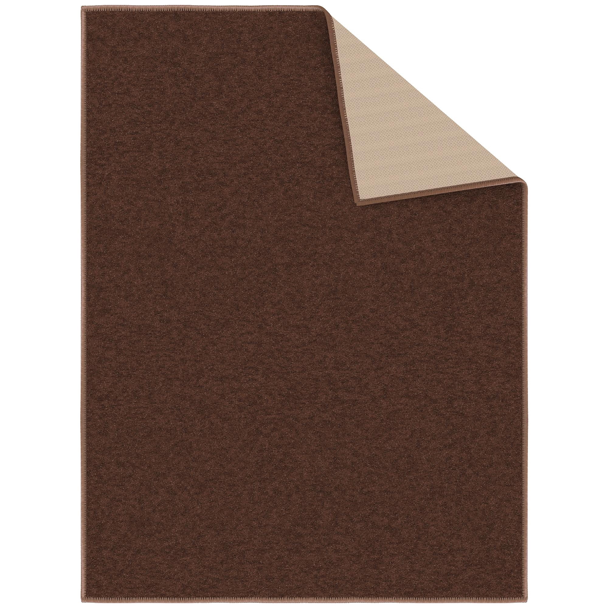 Ottomanson Solid Indoor Doormat 2'3" x 3' - Non Slip Low Pile Area Rug for Entryway, Brown