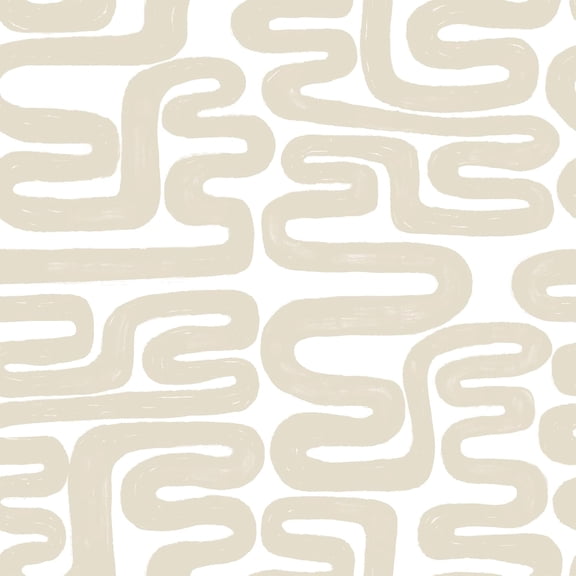 Modern Geometric Peel-And-Stick Wallpaper Self-Adhesive Removable Vinyl 17.3″ x 78.7″ Beige White