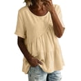 thumbnail image 2 of Kelon Short Sleeve Womens Linen Cotton Tops Vacation Casual Outfits Blouses Dressy Casual Summer Outfits 2026, 2 of 4