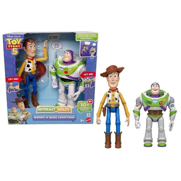 Disney and Pixar Toy Story 5 Interactables Woody & Buzz Lightyear Figures 12 Inch, Conversation