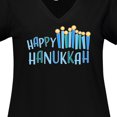 thumbnail image 4 of Inktastic Happy Hanukkah with Candles Women's Plus Size V-Neck T-Shirt, 4 of 5