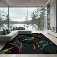 thumbnail image 2 of ODIKA Record Bold Vinyl Contrasting Disc Abstract Paint Splash Cd Shaped for Dining Room, Under Table, Office, Non-Slip Chair-Friendly Floor, 2 of 7