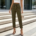 thumbnail image 3 of YuXingFu Womens Summer Pants for Women Loose Dress Pants High Full - Pocket Casual Army Green XL, 3 of 7