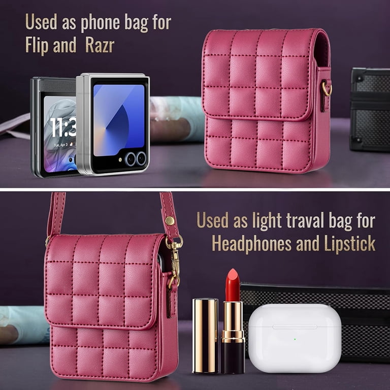 Dteck Mini Crossbody Flip Phone Purse for Women, Phone Bag for