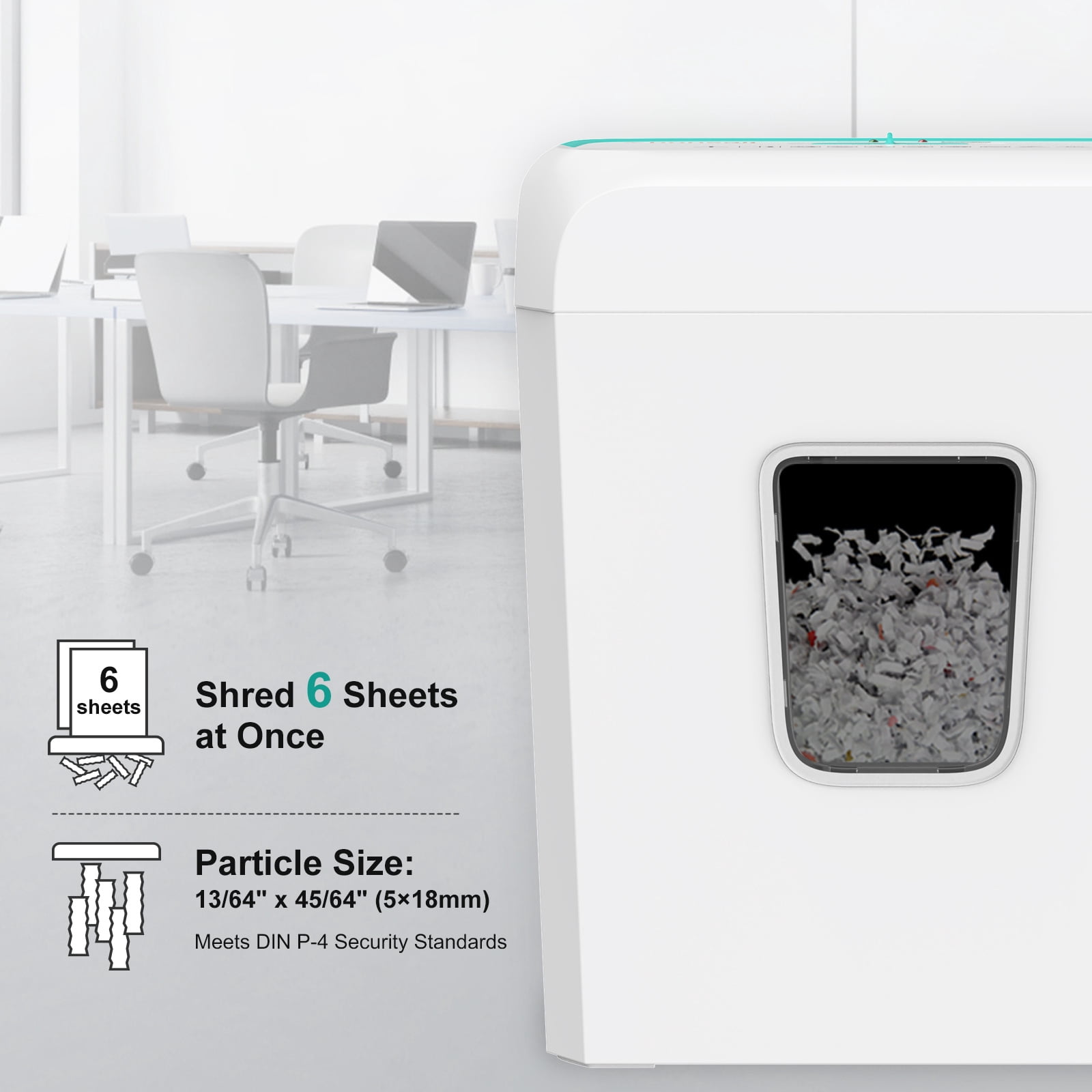 6-Sheet Cross-Cut for Staples, Clips, Documents Credit Card paper Shredder with 3.4 Gal Wastebasket & Portable Handle for Home&Office