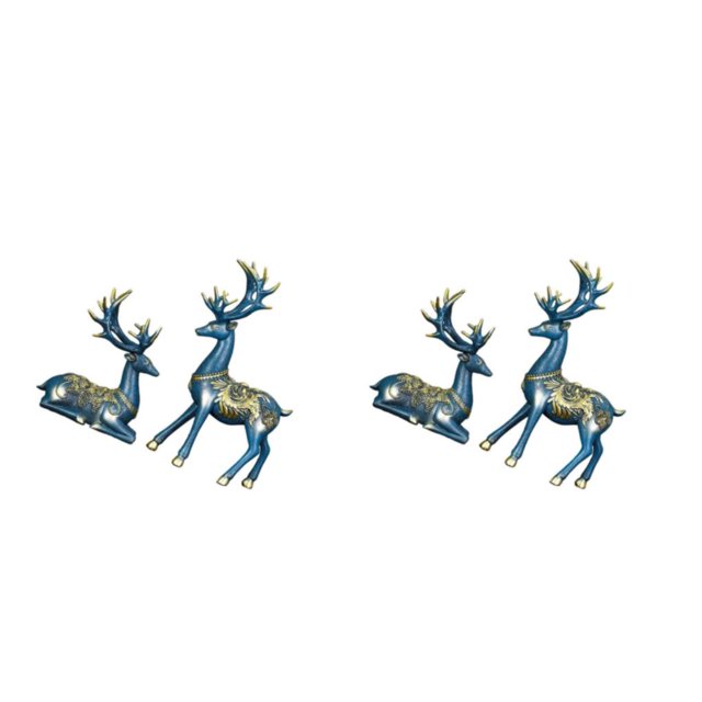 Billuyoard 2x Reindeer Statue Elk Couple Sculpture Cabinet Figurine Home Decor Azul 2Conjunto