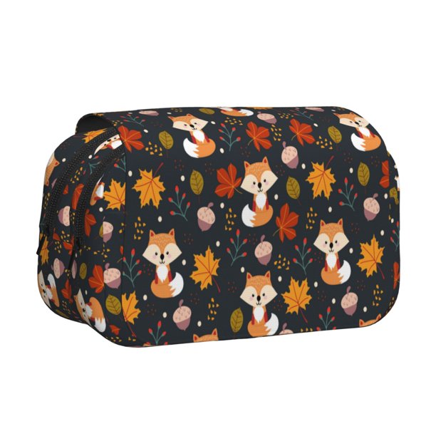 Easygdp Autumn Fox para Estuche de Lápices con Tapa Flip, Suministros de Oficina y Universidad para Adolescentes y Adultos