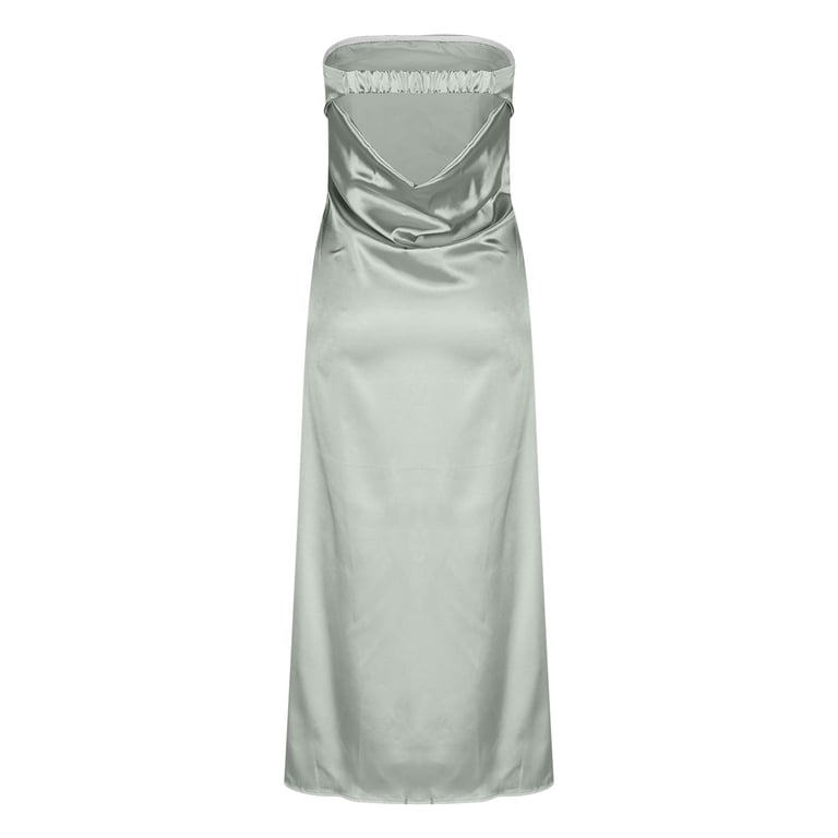 silk going out dresses Women's Summer Bodycon Maxi Tube Dress Elegant Silk Strapless Long Dress Going  Out Casual Party Dresses