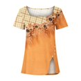 thumbnail image 2 of Vedolay Crop Top Y2k Short Sleeve Crop Top Women 2023 Slim Fit Basic Solid T Shirts Crewneck Cropped Fitted Tees Summer Clothes,Orange S, 2 of 4