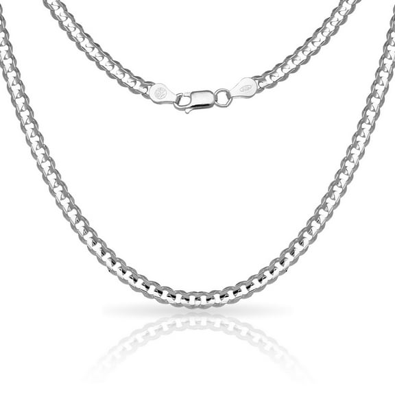 Jewelryweb 925 Sterling Silver Mens Italian 6mm Concave Curb Chain Necklace (18-30 Inch) 20 Inch Necklace for Men