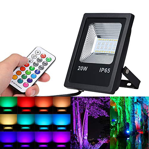 RGBW Dimmable Flood Light with Remote,Color Changing 4 Modes Flood Light Outdoor Tomshine 20W LED Flood Light IP65 Waterproof Outdoor Decorative Landscape Lights