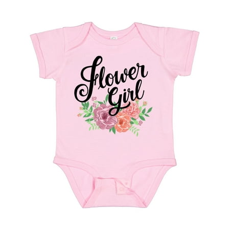 

Inktastic Flower Girl Hand Lettering with Flowers Illustration Gift Baby Girl Bodysuit