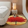 thumbnail image 2 of Red Tree Round Area&nbsp;Rug 7ft Landscape Autumn Non-Slip&nbsp;Washable Circle Rugs Soft Felt Indoor Floor Mat for Bedroom Kitchen Living Room Bathroom, 2 of 9