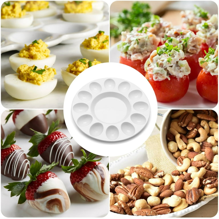 Deviled Egg Tray Ceramic White Porcelain 12 Cup Eggs Serving Tray Catering Platter for Hard Boiled Devil Eggs Deserts Unique Decorative Kitchen