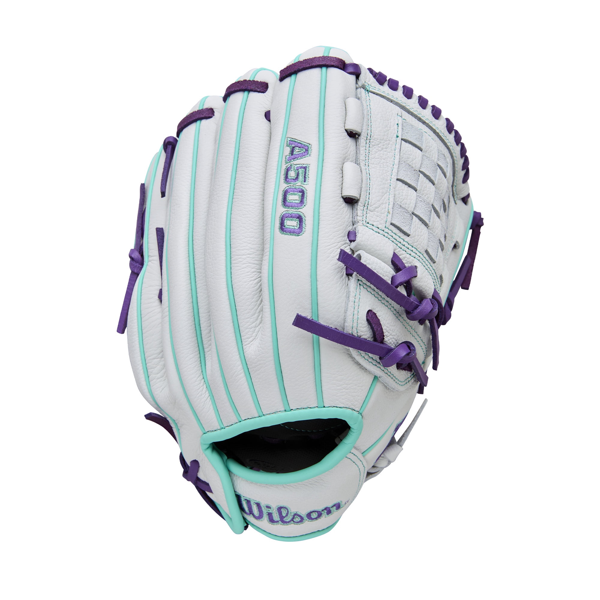 Wilson 2026 A500™ Siren 12" Youth Fastpitch Glove - White/Purple/Teal, Right Hand Throw