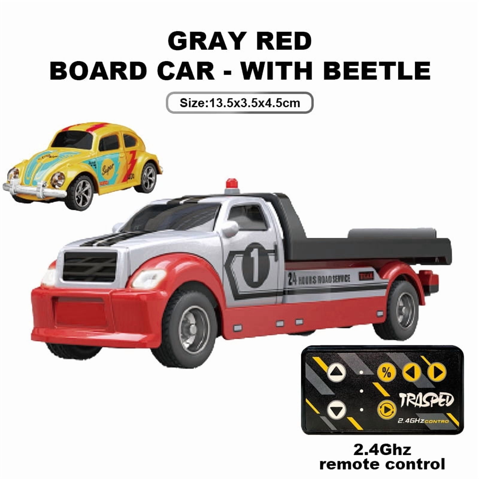 Mini RC Truck,1:64 Scale Car ,Remote Control Car with Lights, 2.4Ghz RC Truck with Trailer,Speed/Steering Adjustable