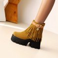thumbnail image 4 of Autumn And Winter Thick-soled Thick High-heeled Suede Fringed Ladies Ankle Boots, 4 of 9