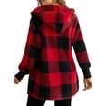 thumbnail image 2 of Innerwin Veste à Capuche Manches Longues Cardigan pour Femmes Manteau Confortable à Carreaux Rouge TP, 2 of 3