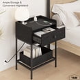 thumbnail image 3 of Y&M Nightstand with Charging Station and USB Ports Set of 2, Side End Table with Drawer, Modern Bedside Tables Night Stand Storage Shelf for Small Spaces, Bedroom, Living Room - Black, 3 of 8