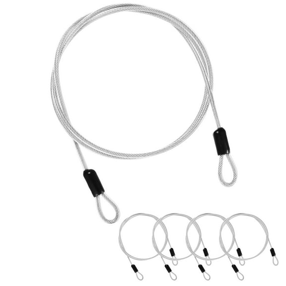Uxcell 5-Pack Security Cable Lock, 4FT 4mm Coated Stainless Steel Luggage Lock Wire Rope Cut-Resistant Braided Steel Cable [Transparent]