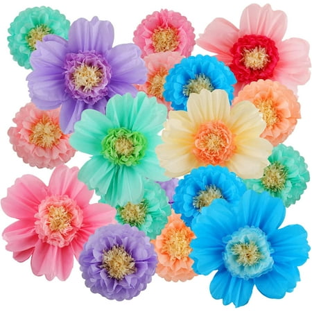 24 Pcs Large Colorful Tissue Paper Flowers Decorations 20" Giant Fiesta Crepe Paper Flowers for Wall Decor Backdrop Mexican Wedding Birthday Baby Shower Carnival Party Craft (Colorful)