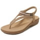 thumbnail image 5 of Sandalias planas boho Sandalias de plataforma de moda transpirables para la playa (40 albaricoque), 5 of 9