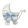 thumbnail image 2 of Wicker Stroller Basket, Imitation Wicker Baby Carriage Decor, Mini Stroller Candy Basket Rustic Rattan Party Wicker Basket with Wheel And Handle for Home Decoration, 2 of 6