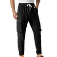 thumbnail image 4 of OSOLU Solid Color Summer Fall Men's Pockets Work Pants Fashion Sports Sweatpants Pants Loose Casual Pants Running Fitness Small Leg Pants Trousers Daily Relaxed Fit Breathable Bottoms, 4 of 9
