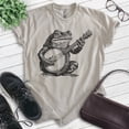 thumbnail image 2 of Frog Playing Banjo T-shirt, Unisex Women's Men's Shirt, Country Frog Banjo Guitar Music Bluegrass, Light Silk Gray, Medium, 2 of 6