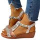 thumbnail image 3 of Sandalias Playa Btafrte Gran Tamaño Bohemio Europeo Y Americano Punta Redonda Tacón Cuña Con Diamantes Imitación plata 38, 3 of 9